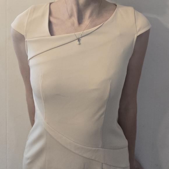 Buttery Yellow Structured Sheath Dress | Elegant Draped Detail - Picture 4 of 15